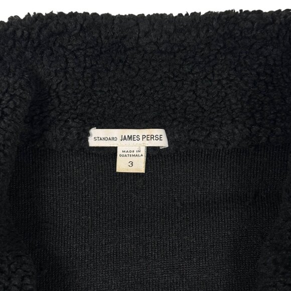 JAMES PERSE Sherpa Jaket Sz 3 Black Double Breasted Mock Neck Grunge Streetwear - Picture 5 of 14